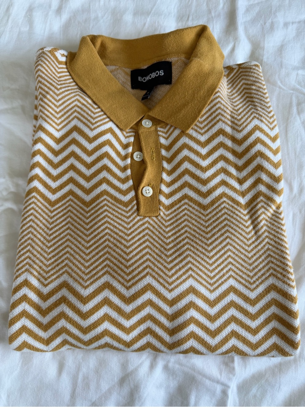 Bonobos Mustard and White Chevron Polo